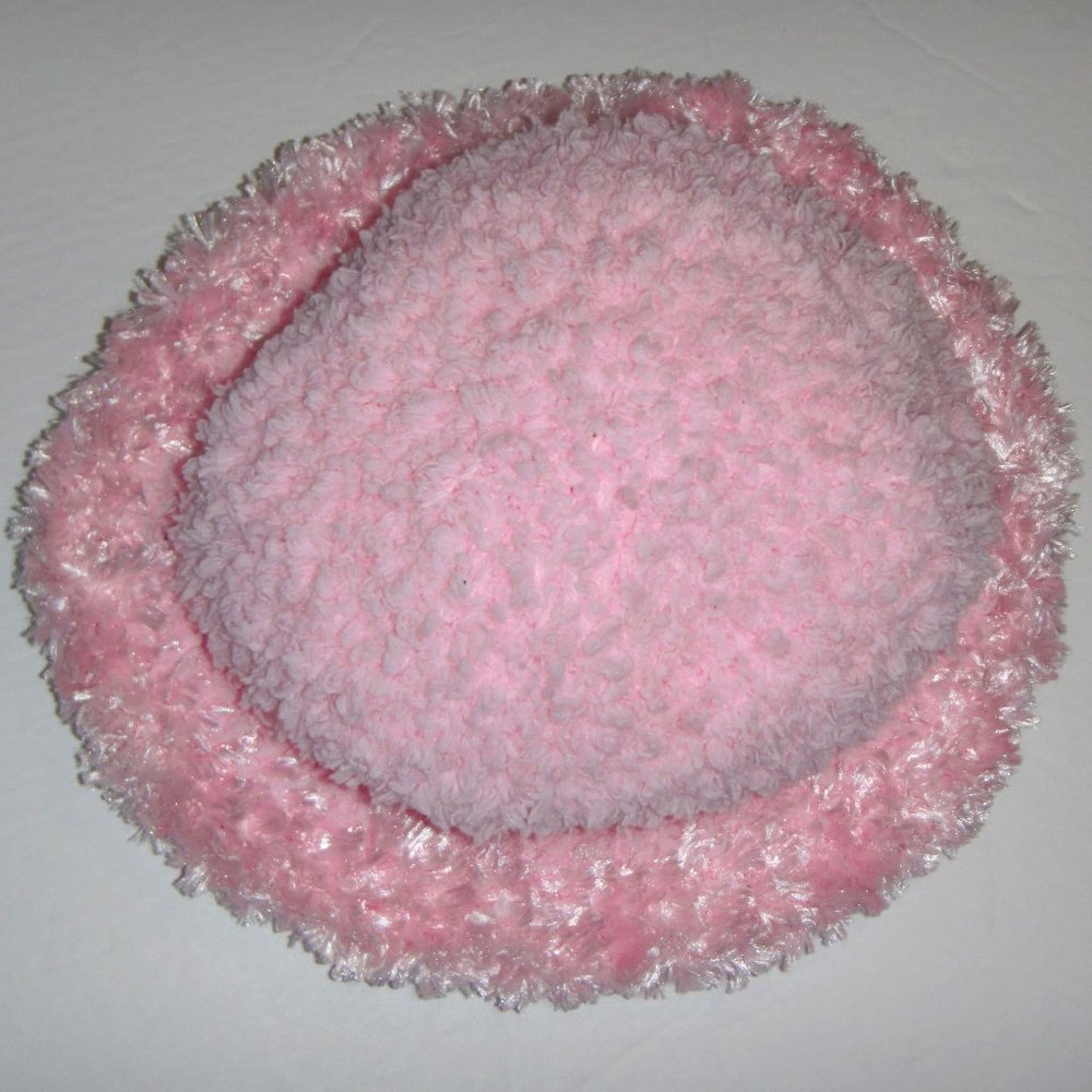 Fluffy Pink Faux Fur Roll Brim Winter Hat , One Size